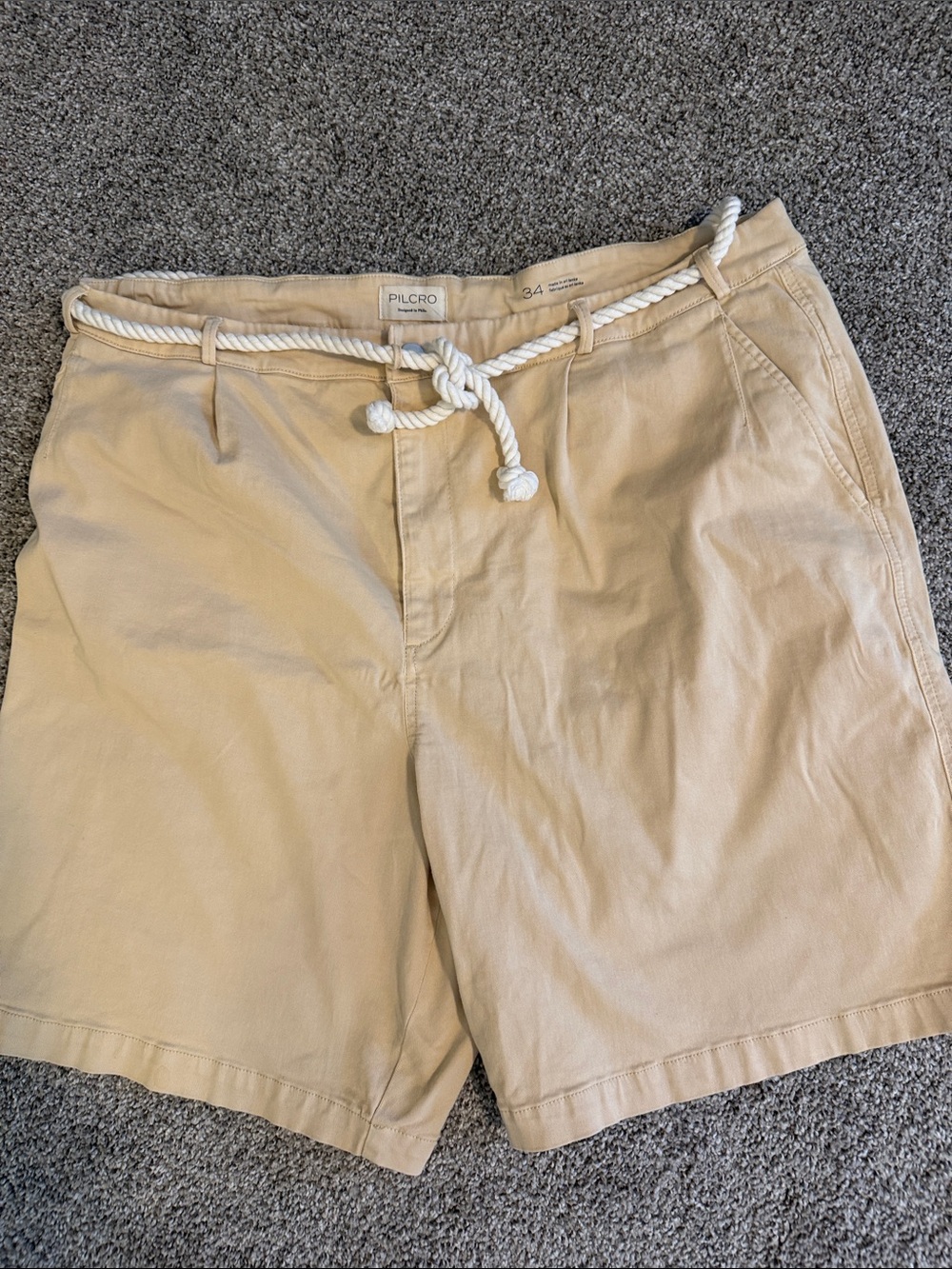Anthropologie Beige Rope-Accent Bermuda Shorts